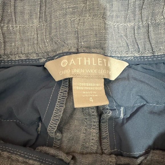 Athleta Cabo wide leg chambray blue linen pants - Picture 6 of 8